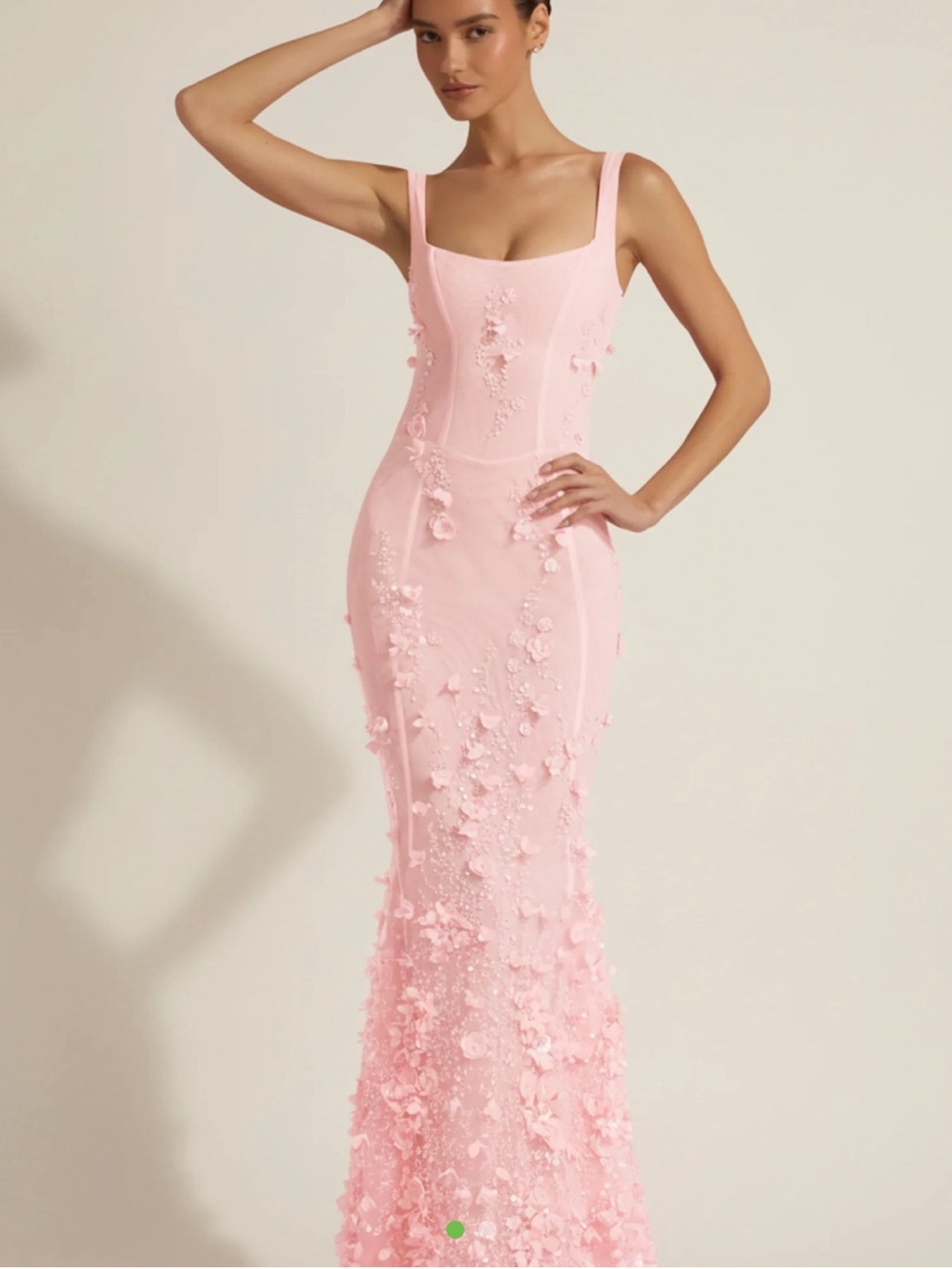 Ohpolly embellished appliqué soft scoop corset gown